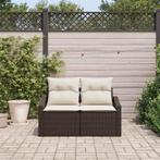 vidaXL Tuinbank met kussen Bruin 123 x 62 x 69cm poly rattan, Tuin en Terras, Tuinsets en Loungesets, Verzenden, Nieuw, Rotan
