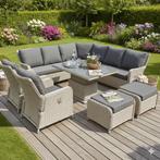 Bilbao dining hoek loungeset 8 delig grijs verstelbare tafel, Ophalen of Verzenden, Nieuw, Wicker