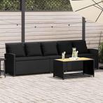 vidaXL Tuinbank 5-zits met kussens poly rattan zwart, Verzenden, Nieuw, Rotan, 5 zitplaatsen