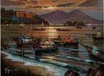 Mario Galanti (XX) - Pescatori nel golfo di Napoli