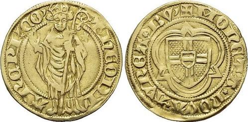 Goud-gulden o Jahr 1428 Koeln-erzbistum Dietrich Ii von M..., Postzegels en Munten, Munten | Europa | Niet-Euromunten, Verzenden