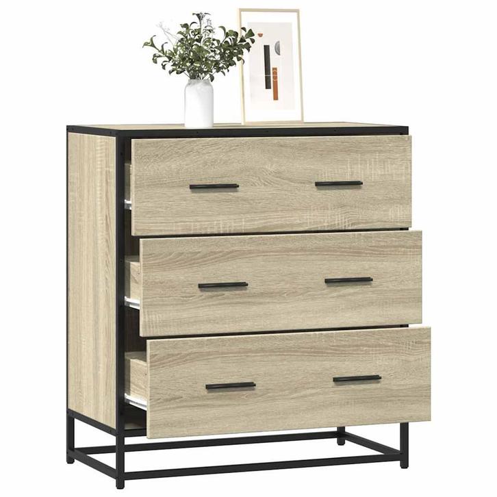 vidaXL Dressoir 68x35x76 cm bewerkt hout en metaal sonoma, Huis en Inrichting, Kasten | Dressoirs, Nieuw, Overige houtsoorten