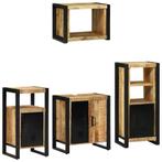 vidaXL Badkamermeubelset met plank 4 pcs Bruin Massief Mango, Verzenden, Nieuw