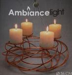 Metalen frame kandelaar koperkleurig voor 4 grote kaarsen, Huis en Inrichting, Ophalen of Verzenden, Nieuw