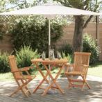 vidaXL 3-delige Inklapbare Tuin Bistro Set Massief Hout, Verzenden, Nieuw, Hout