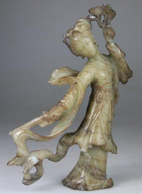 Kwanyin Warrior-sculptuurbeeldje - Gesneden, Antiek en Kunst, Antiek | Overige Antiek
