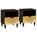 vidaXL Nachtkastje met lade 2 pcs Zwart en Goud 40 x 33 x 46, Huis en Inrichting, Slaapkamer | Nachtkastjes, Minder dan 45 cm