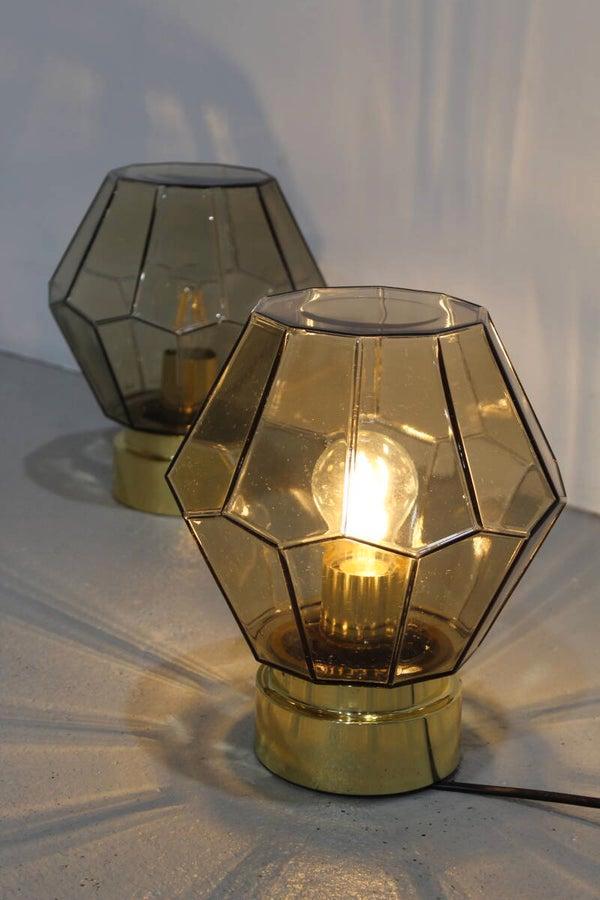 Vintage plafondlamp, wandlamp Glashütte Limburg - rookglas, Huis en Inrichting, Lampen | Plafondlampen, Gebruikt, Glas, Metaal