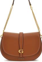 Guess Kuba Triple Compartment Schoudertas Dames - Cognac -, Verzenden, Zo goed als nieuw