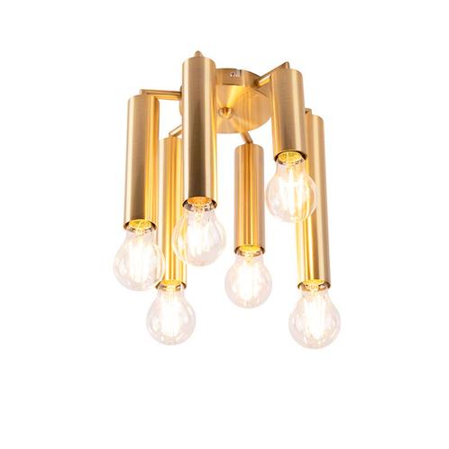 Art deco plafondlamp goud 6-lichts -Tubi, Huis en Inrichting, Lampen | Plafondlampen, Nieuw, Overige materialen
