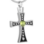 Assieraad, ashanger Keltisch kruis zwart (groene steen), Nieuw, Overige materialen, Kruis of Symbool, Zwart