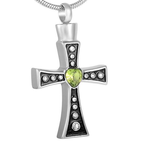 Assieraad, ashanger Keltisch kruis zwart (groene steen), Sieraden, Tassen en Uiterlijk, Kettinghangers, Zwart, Nieuw, Kruis of Symbool