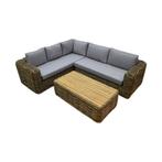 Sumatra XL hoek loungeset 3-delig naturel rotan, Ophalen of Verzenden, Nieuw