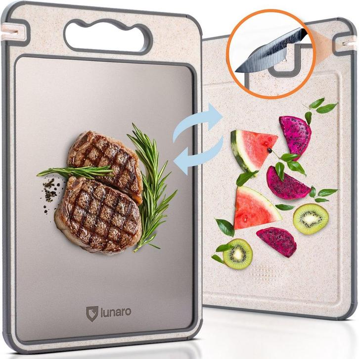 Lunaro 100% Titanium Snijplank Dubbelzijdig - PFAS-vrij -, Huis en Inrichting, Keuken | Keukenbenodigdheden, Nieuw, Ophalen of Verzenden