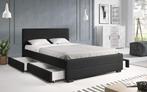 Tweepersoonsbed Loox - Zwart - 140x200 cm, Huis en Inrichting, Slaapkamer | Bedden, Verzenden, 140 cm, 200 cm