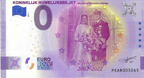 0 euro biljet 20 jaar Koninklijke Huwelijk, Postzegels en Munten, Bankbiljetten | Europa | Eurobiljetten, Verzenden
