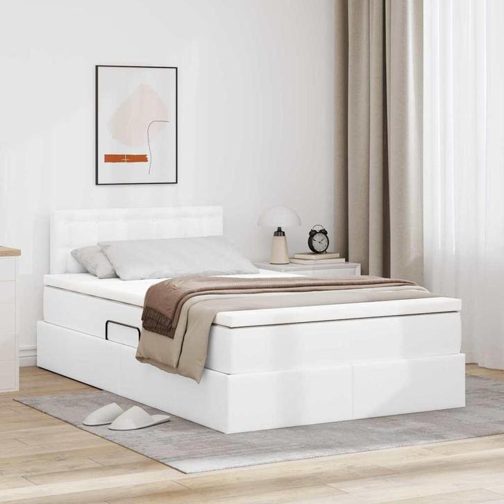 vidaXL Opslag bed met matras met matras Puur Wit 120 x 200, Huis en Inrichting, Slaapkamer | Bedden, Wit, Nieuw, Overige materialen