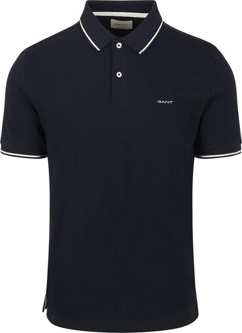 Gant Tipping Piqué Poloshirt Navy maat 3XL Heren, Kleding | Heren, Polo's, Blauw, Nieuw, Overige maten, Verzenden