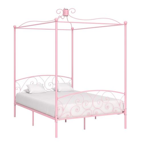 vidaXL Hemelbedframe metaal roze 140x200 cm, Huis en Inrichting, Slaapkamer | Bedden, 140 cm, 200 cm, Tweepersoons, Nieuw, Metaal