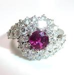 Ring - 18 karaat Witgoud Diamant  (Natuurlijk) - Saffier, Sieraden, Tassen en Uiterlijk, Antieke sieraden