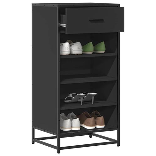 vidaXL Schoenenrek 48x38x97,5 cm bewerkt hout zwart, Huis en Inrichting, Kasten | Schoenenrekken, Nieuw, Verzenden