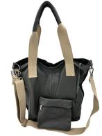 Flores Lederwaren grijs leren shopper met canvas accenten, Sieraden, Tassen en Uiterlijk, Verzenden, Nieuw