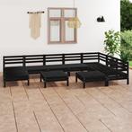 vidaXL 10-delige Loungeset massief grenenhout zwart, Verzenden, Nieuw, Loungeset