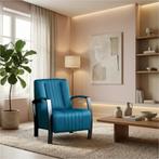 Leren fauteuil Glamour - Toledo Turquoise (blauw), Nieuw, Ophalen of Verzenden, 50 tot 75 cm, Industrieel, Modern, Retro