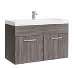 Badkamermeubel Set Paso 01 80 x 40 cm Grijs Eiken Badmeubel, Verzenden, Nieuw, Wastafelkast
