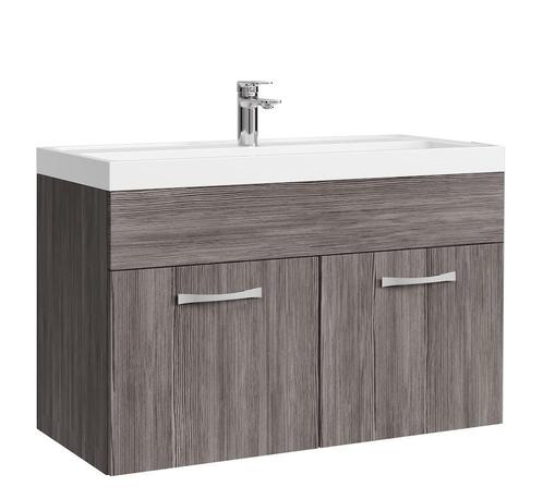 Badkamermeubel Set Paso 01 80 x 40 cm Grijs Eiken Badmeubel, Huis en Inrichting, Badkamer | Badkamermeubels, Nieuw, Wastafelkast