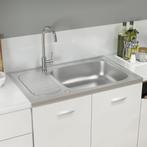 vidaXL Gootsteen met afvoerset 800x500x155 mm roestvrij, Verzenden, Nieuw