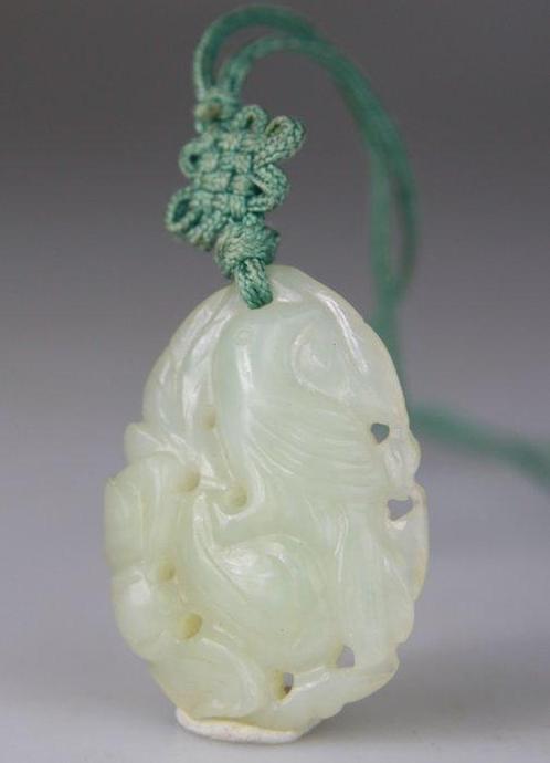 Chinese Plaquette Hanger - Fruitvogel - Witte Jade - Nefriet, Antiek en Kunst, Antiek | Overige Antiek