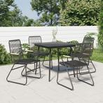 vidaXL 5-delige Tuinset PVC-rattan zwart, 4 zitplaatsen, Nieuw, Tuinset, Verzenden