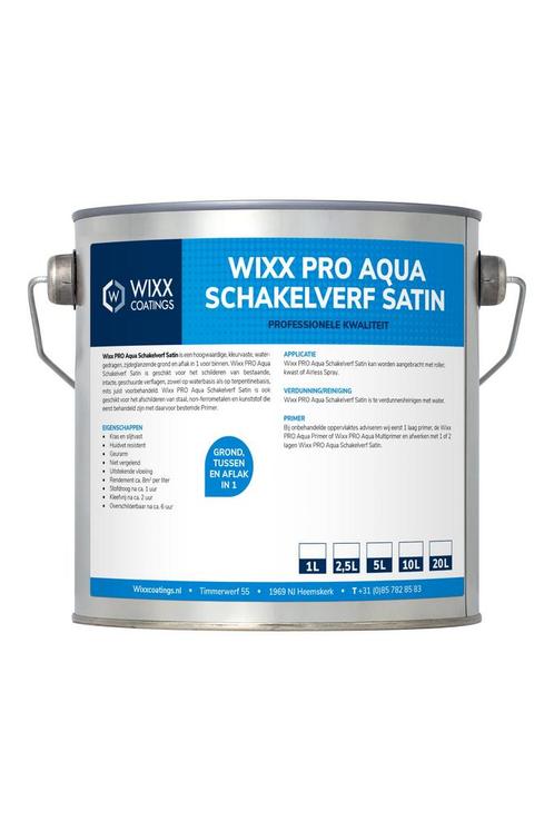 Wixx PRO Aqua Schakelverf Satin RAL 9010 | Zuiver Wit 10L, Doe-het-zelf en Verbouw, Verf, Beits en Lak, Verf, Wit, Nieuw, 5 tot 10 liter