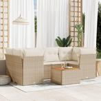 vidaXL 7-delige Loungeset met kussens poly rattan beige, Tuin en Terras, Verzenden, Nieuw, Rotan, Loungeset