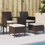 vidaXL Tuinbank met tafeltje en krukken tweezits poly rattan, Verzenden, Nieuw, Rotan