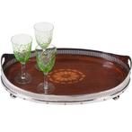 Engels ovaal dienblad met verchroomde  opstaande rand met ge, Ophalen of Verzenden