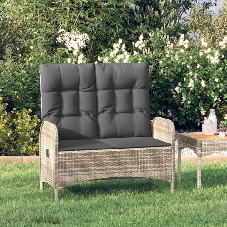 vidaXL Tuinbank verstelbaar met kussens 107 cm poly rattan, Tuin en Terras, Tuinbanken, Nieuw, Rotan, Verzenden
