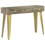 vidaXL Wandtafel 110x35x76 cm massief mangohout met messing, Huis en Inrichting, Tafels | Bijzettafels, Verzenden, Nieuw