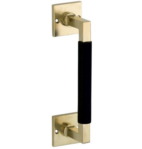 Deurgreep Bauhaus ebben vierkant rozet 182 mm messing antiek, Doe-het-zelf en Verbouw, Hang- en Sluitwerk, Verzenden