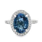 Ring Platina - 4.61ct. tw. Saffier - Diamant - IGI, Nieuw