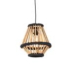 Oosterse hanglamp bamboe met zwart 32 cm - Evalin, Huis en Inrichting, Lampen | Hanglampen, Nieuw, Oosters, 75 cm of meer