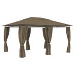 Tuinpaviljoen met gordijnen 180 g/m 4x3 m taupe (Overige), Verzenden, Nieuw