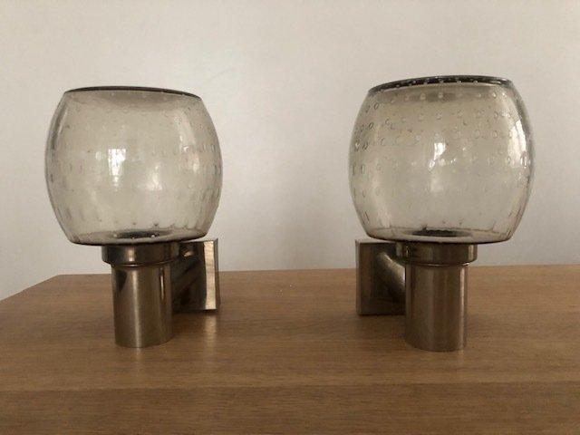 Wandlamp - Metaal, Glas - Twee wandlampen van geboetseerd, Antiek en Kunst, Antiek | Lampen