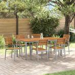 vidaXL Tuin Eetset 7 pcs Grijs en bruin 180 x 90 x 75 cm, Verzenden, Nieuw