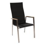 Stapelstoel hoge rug Marmaris RVS - zwart, Huis en Inrichting, Stoelen, Ophalen of Verzenden, Nieuw, Zwart