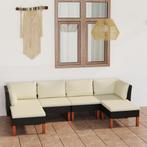 vidaXL 6-delige Loungeset met kussens poly rattan zwart, Tuin en Terras, 6 zitplaatsen, Nieuw, Loungeset, Verzenden