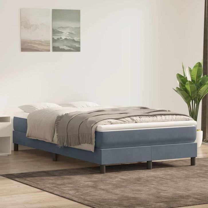 vidaXL Boxspring zonder matras fluweel donkergrijs 120x220, Huis en Inrichting, Slaapkamer | Bedden, Grijs, Nieuw, Stof, Verzenden