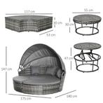 TRUUSK Zonne-eiland Rattan Loungeset Met Zonnedak En Kussens, Verzenden, Nieuw