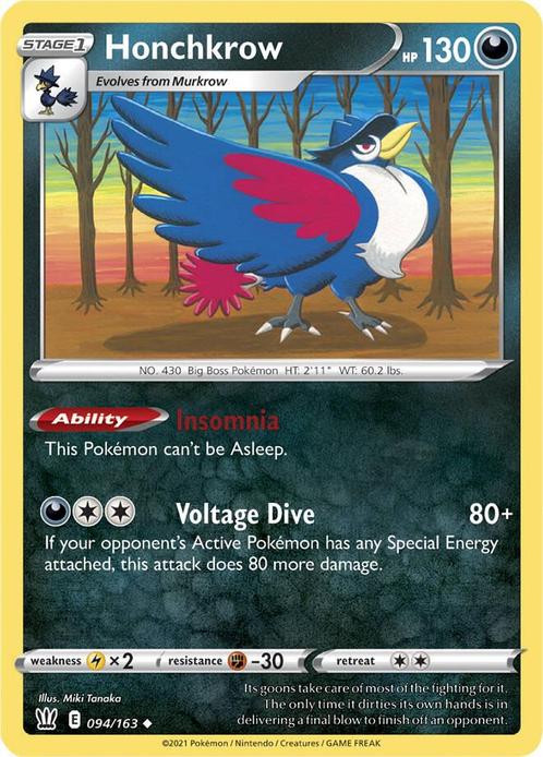Honchkrow 094/163 Battle Styles, Hobby en Vrije tijd, Verzamelkaartspellen | Pokémon, Losse kaart, Nieuw, Foil, Ophalen of Verzenden